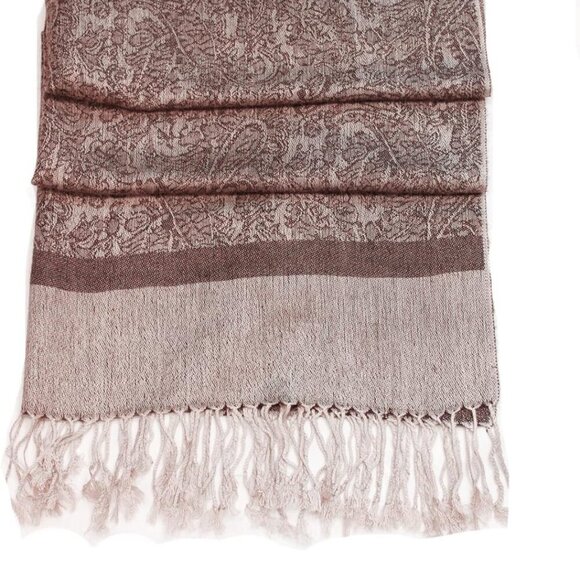 Two Tone Vintage Jacquard Paisley Pashmina Shawl Wrap Scarf Stole - Picture 2 of 6